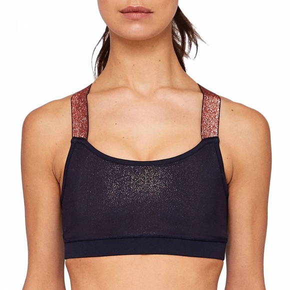 TED BAKER Navy Jaklun Mesh Panel Sports Bra - Picture 1 of 8